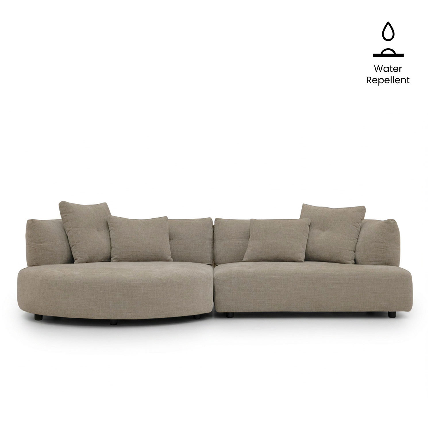 Giselle Sand Brown Round Chaise Right Sectional Sofa