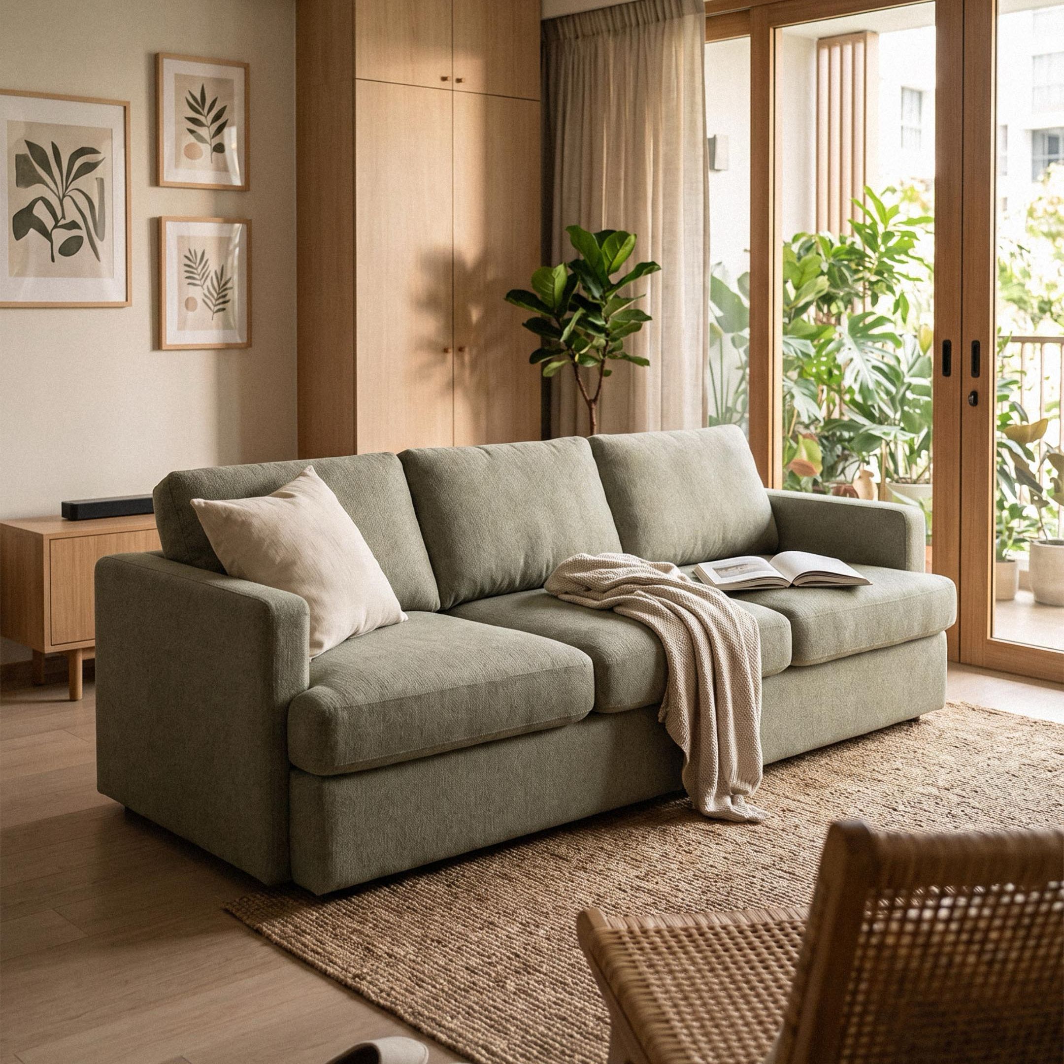 Archer Retro Green 3 Seater Sofa