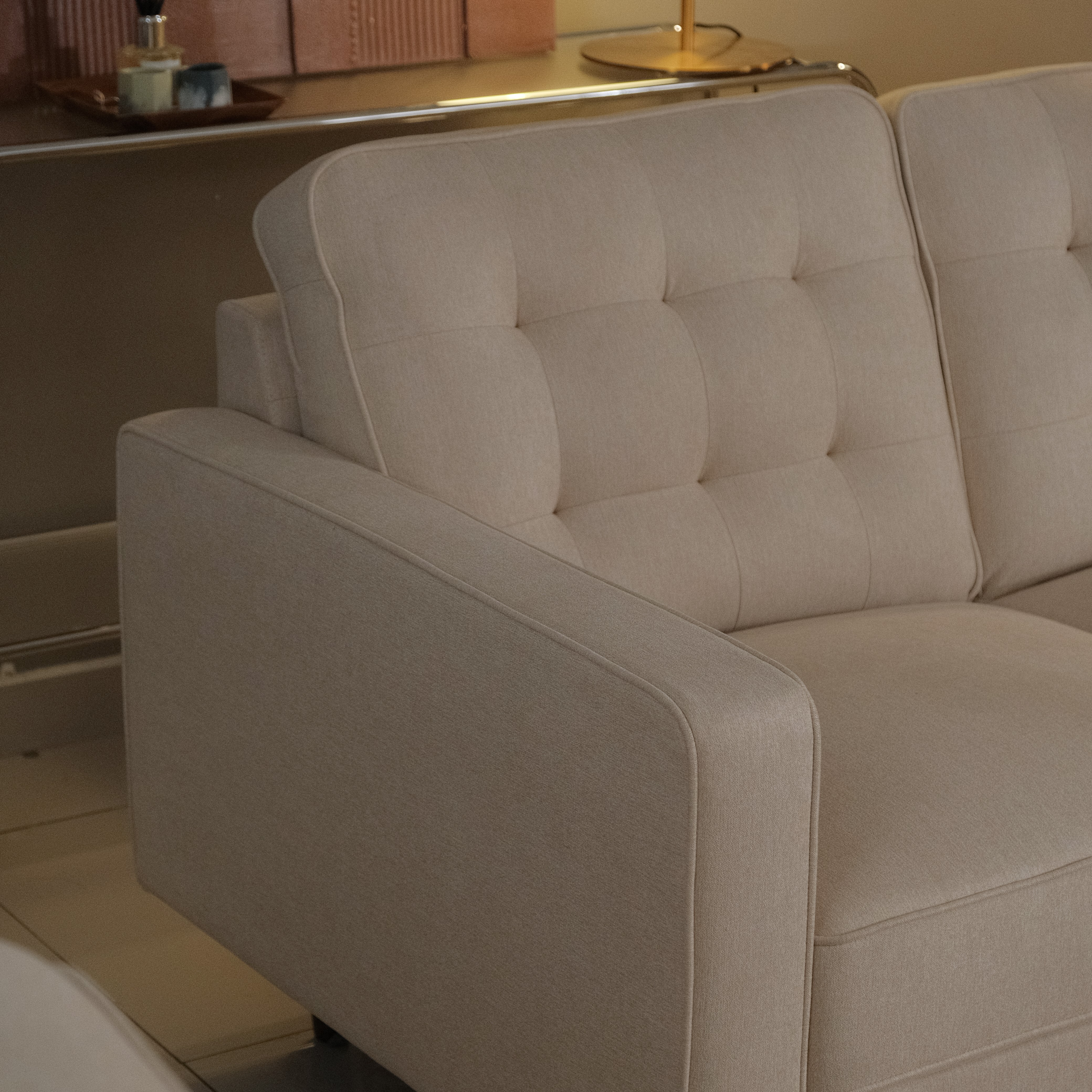Jane Light Beige Mid-Century 3 Seater Sofa
