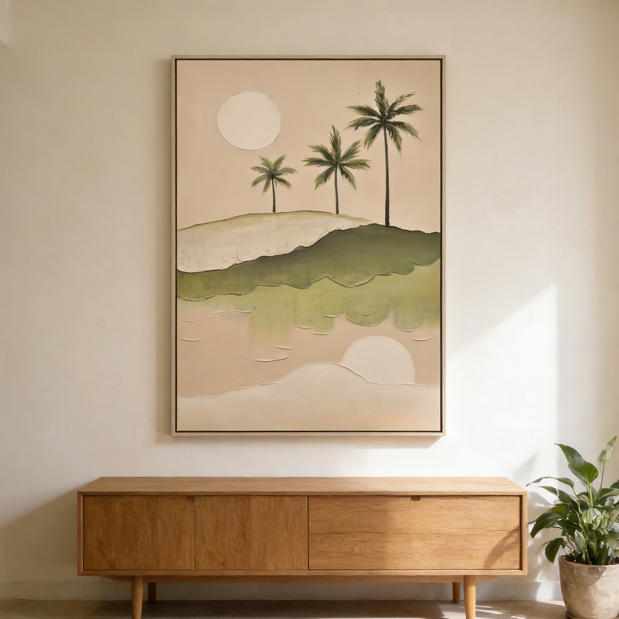 Framed Canvas 80x120cm Plaster - Tropical Palms