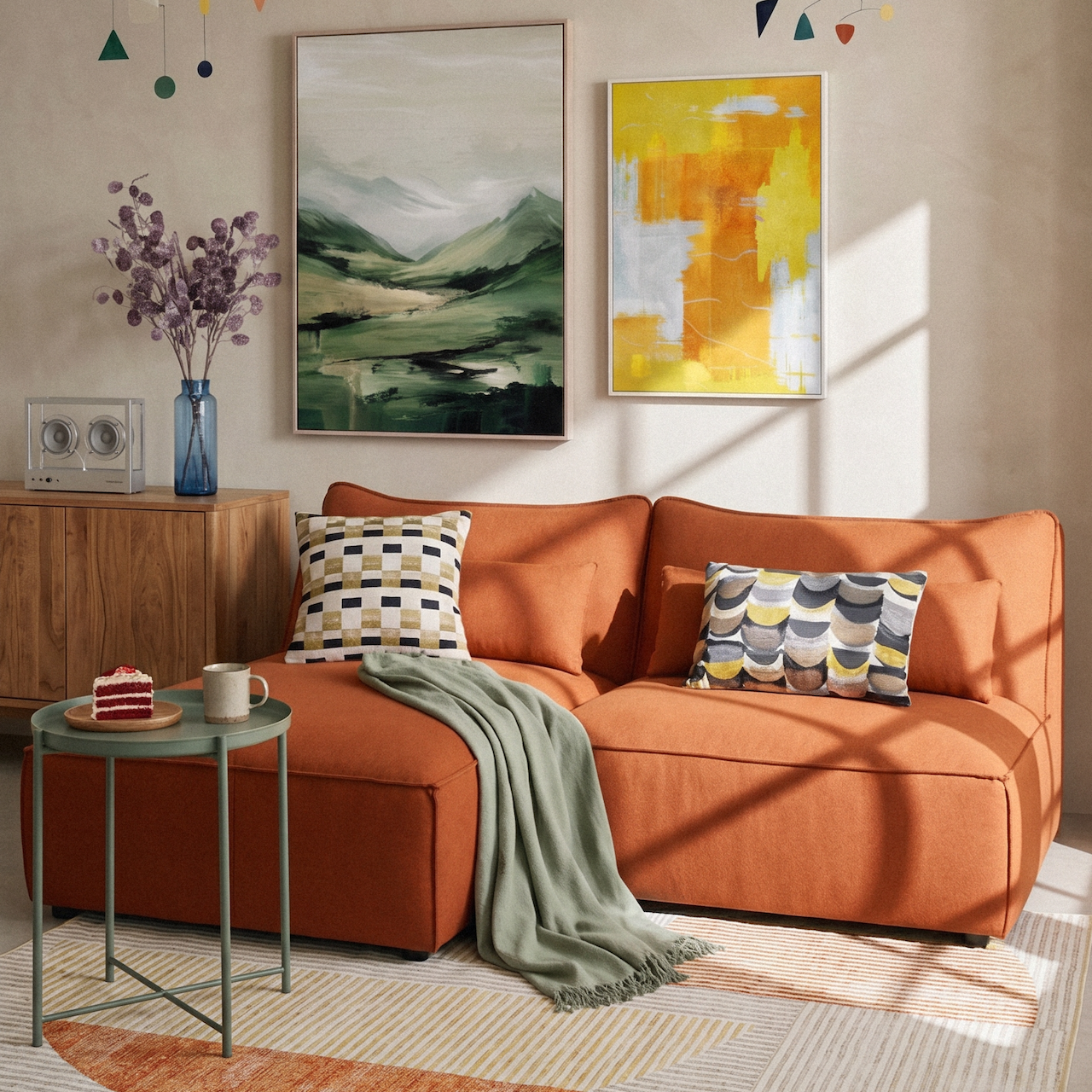 Daphne Umber Brown Armless Sectional Sofa