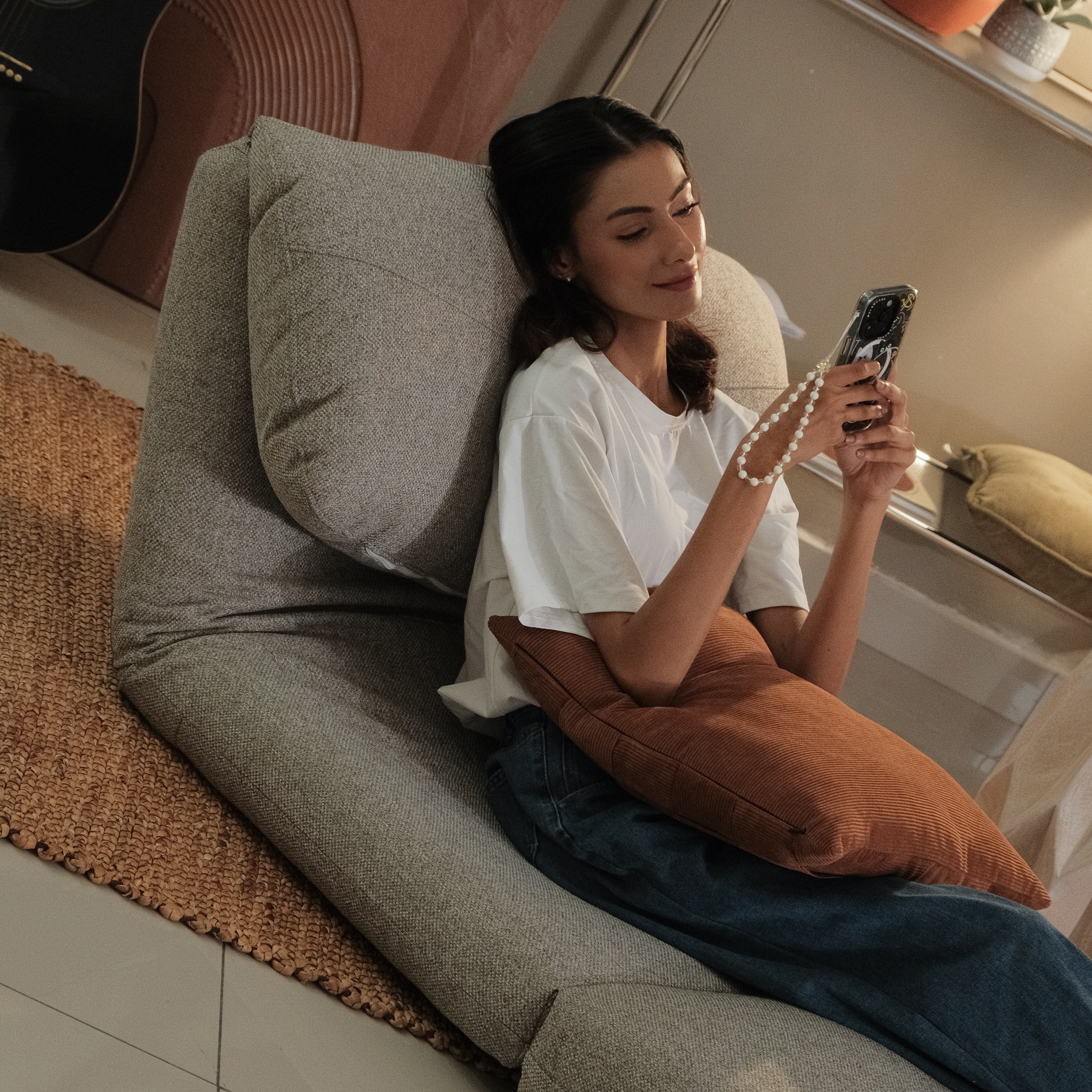 Gin Sand Brown Lazy Couch