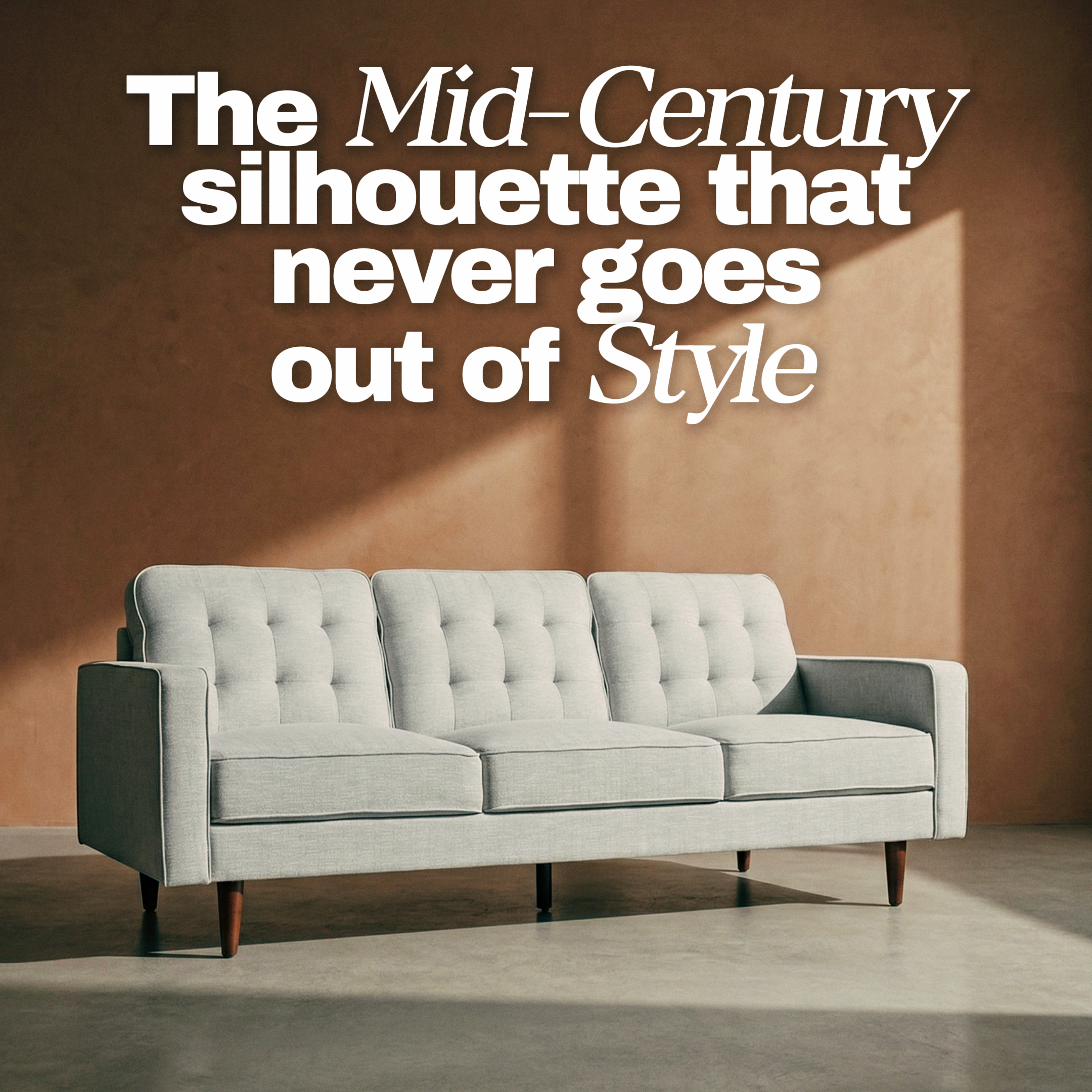 Jane Mist Grey Mid-Century 3 Seater Sofa