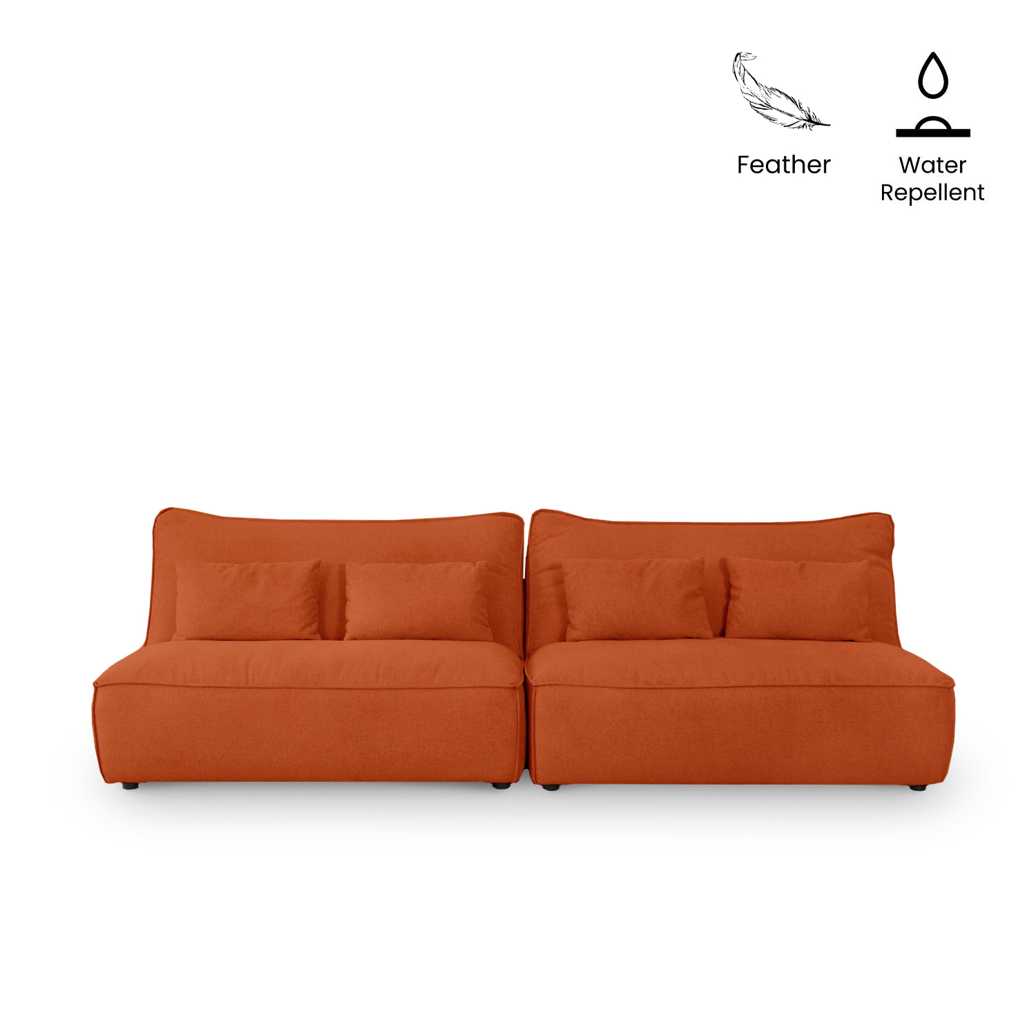 Daphne Umber Brown Wide Armless Sofa