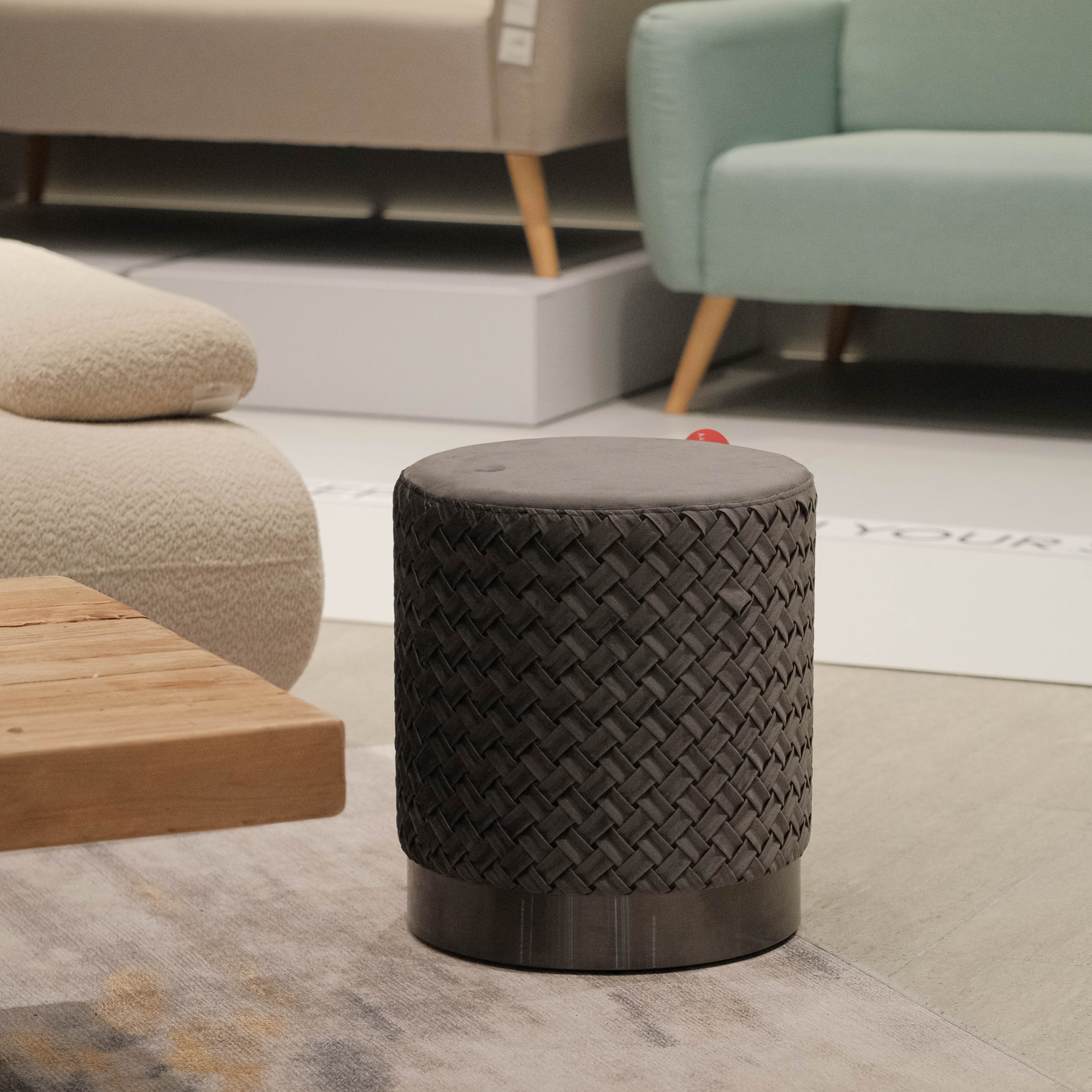 Reana Weave Dining Stool Pebble Grey