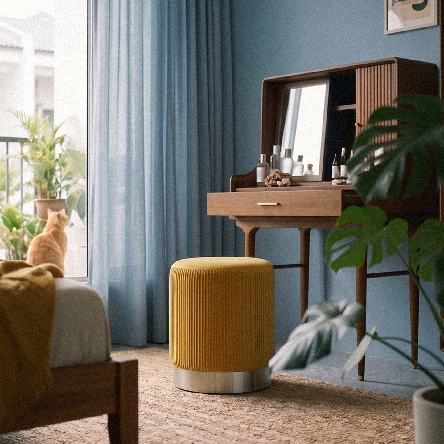 Reana Stripes Dining Stool Marigold