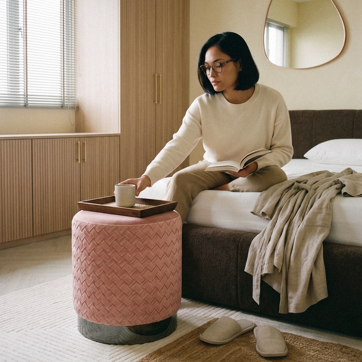 Reana Weave Dining Stool Coral