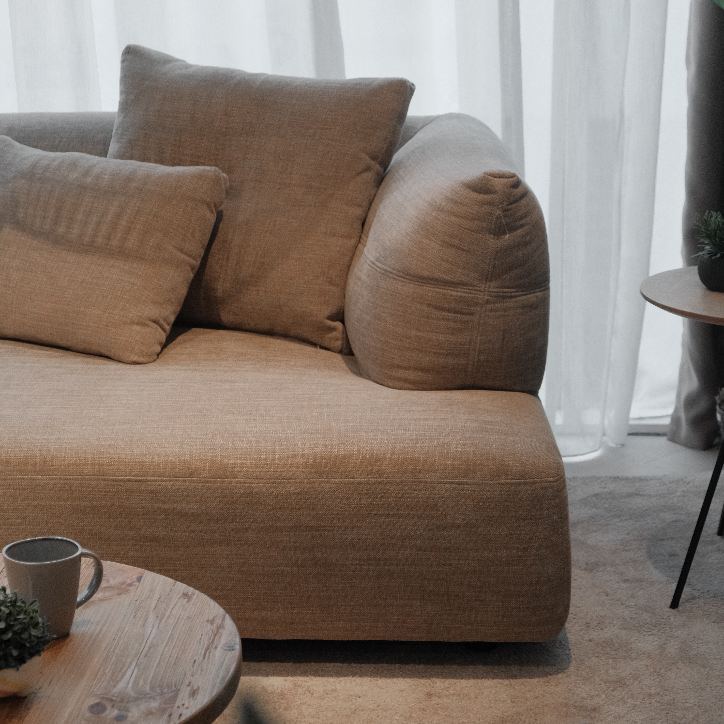 Giselle Sand Brown Round Chaise Right Sectional Sofa