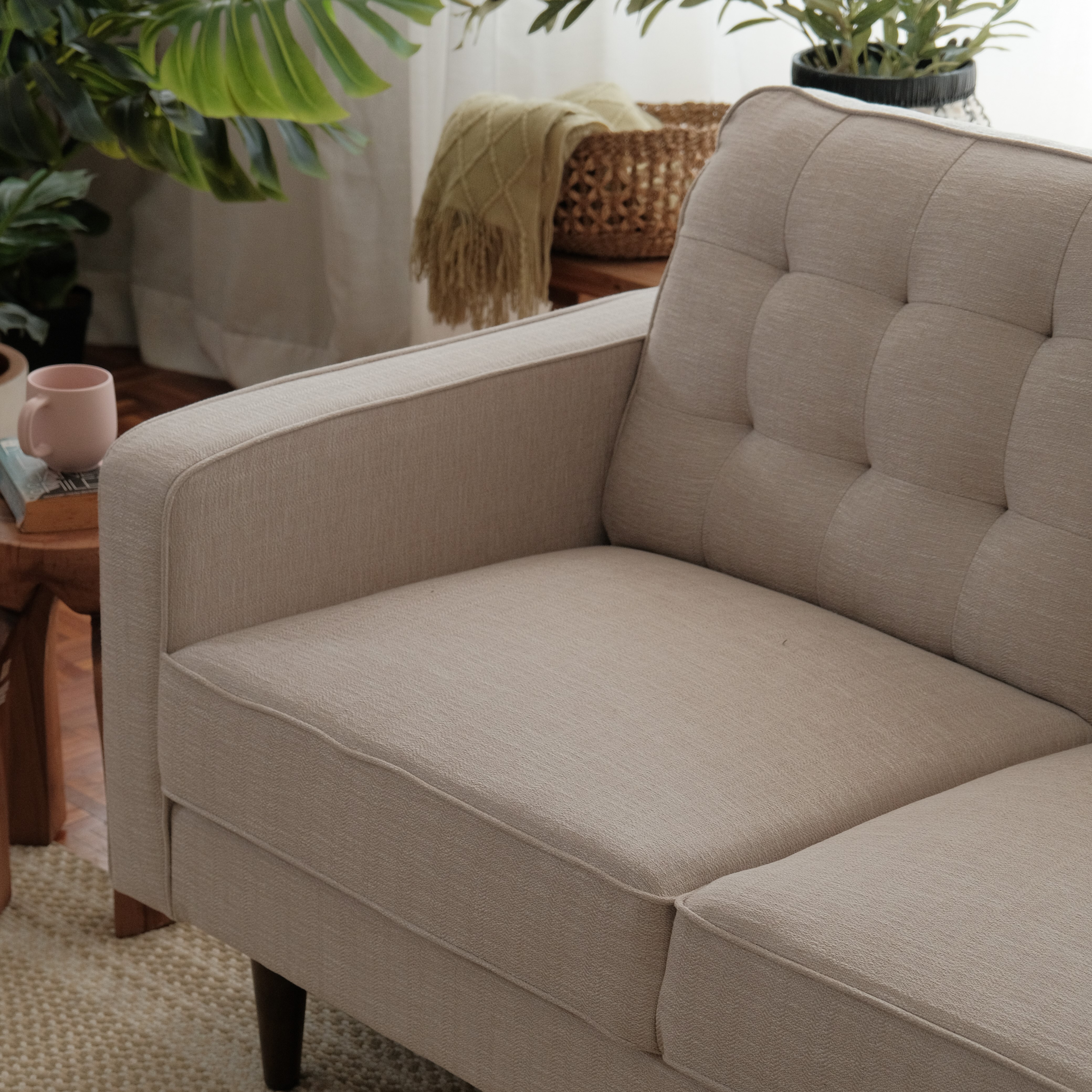 Jane Mist Grey Mid-Century 2 Seater Sofa