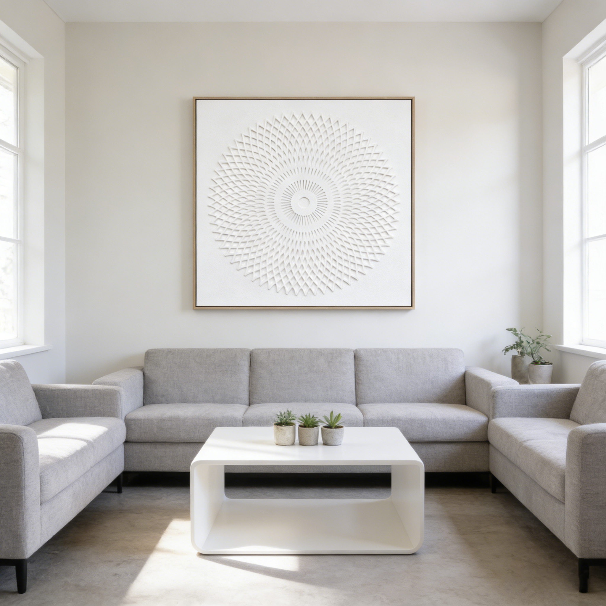 Framed Canvas 100x100cm Board - Circular Wildflower