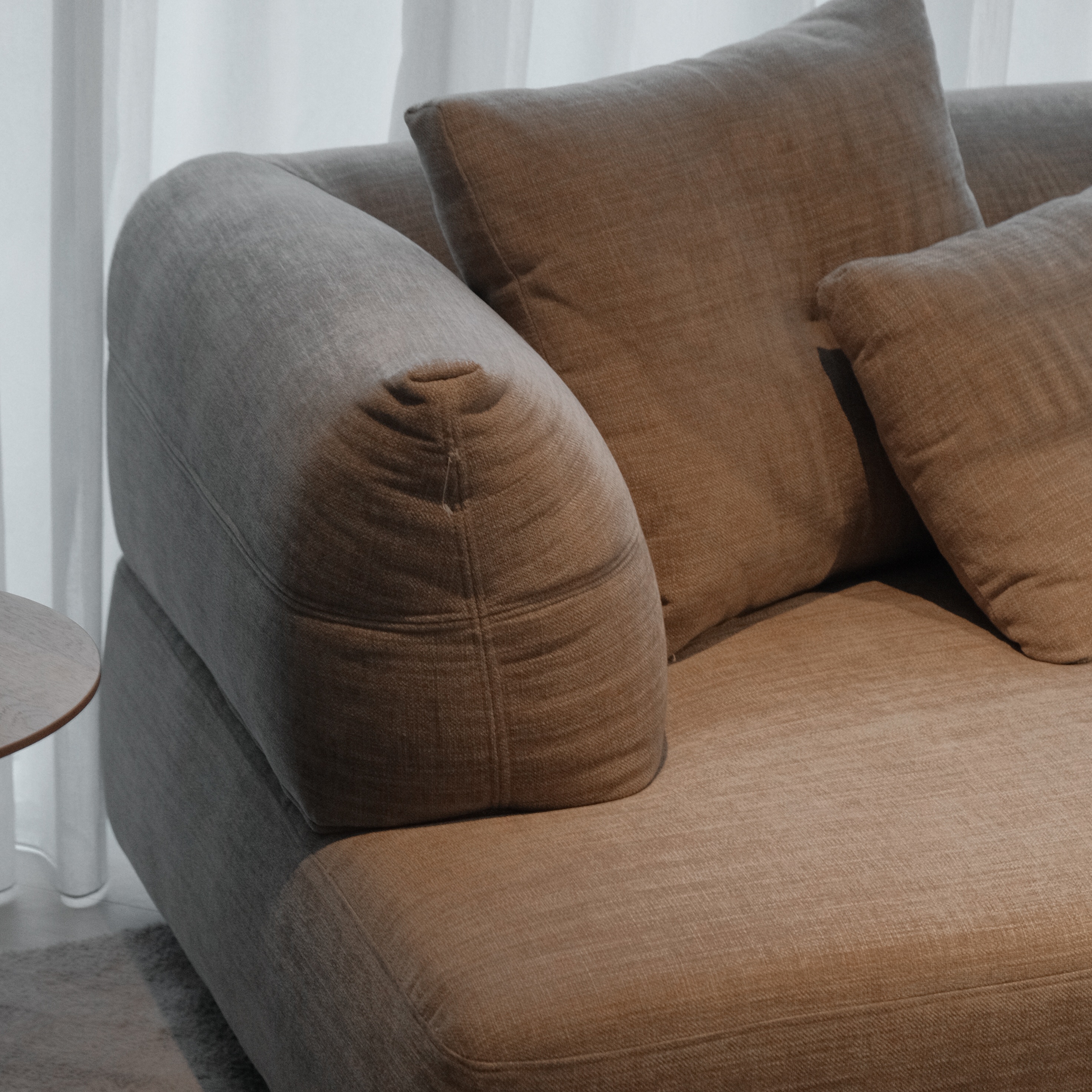 Giselle Sand Brown Round Chaise Left Sectional Sofa