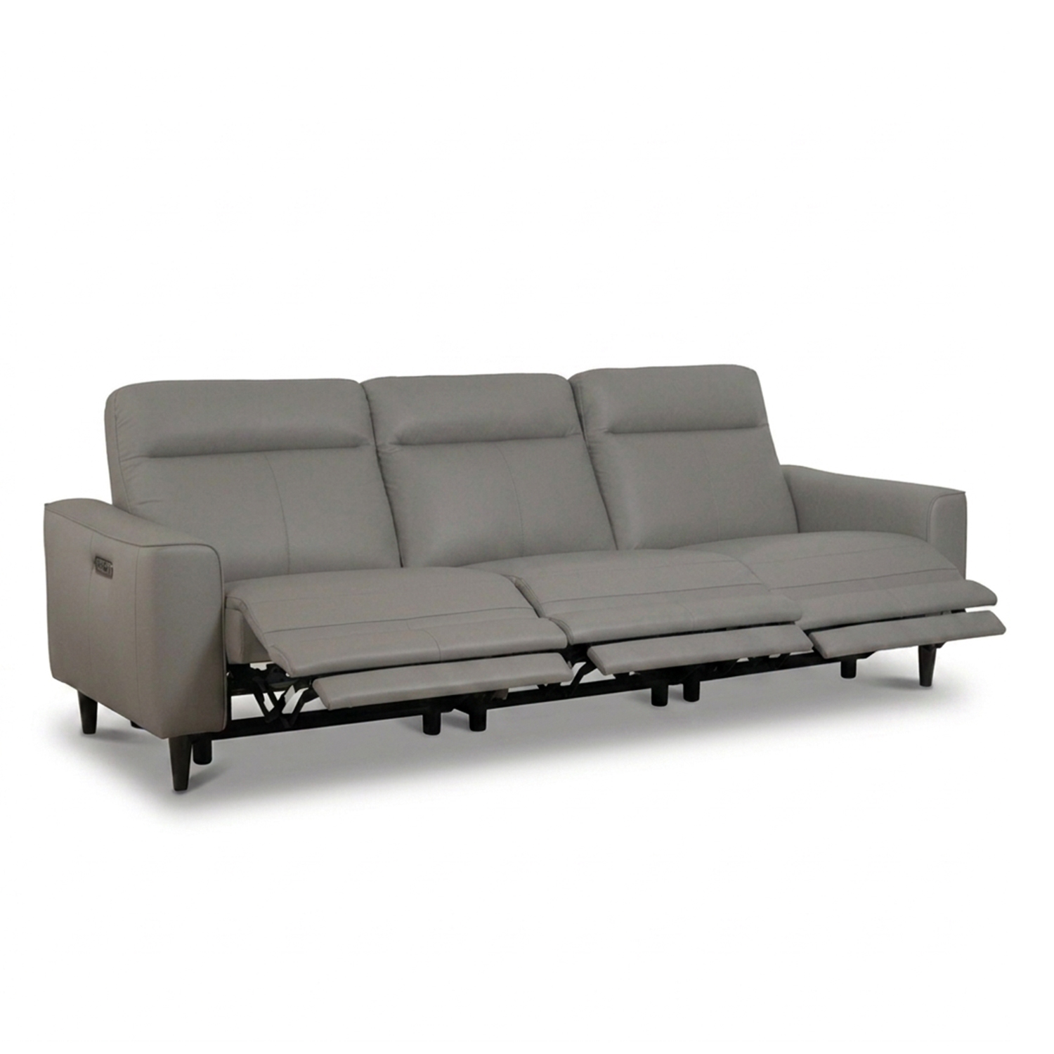Linus Slate Grey Full Leather 3 Seater Triple-Power Reclining Sofa