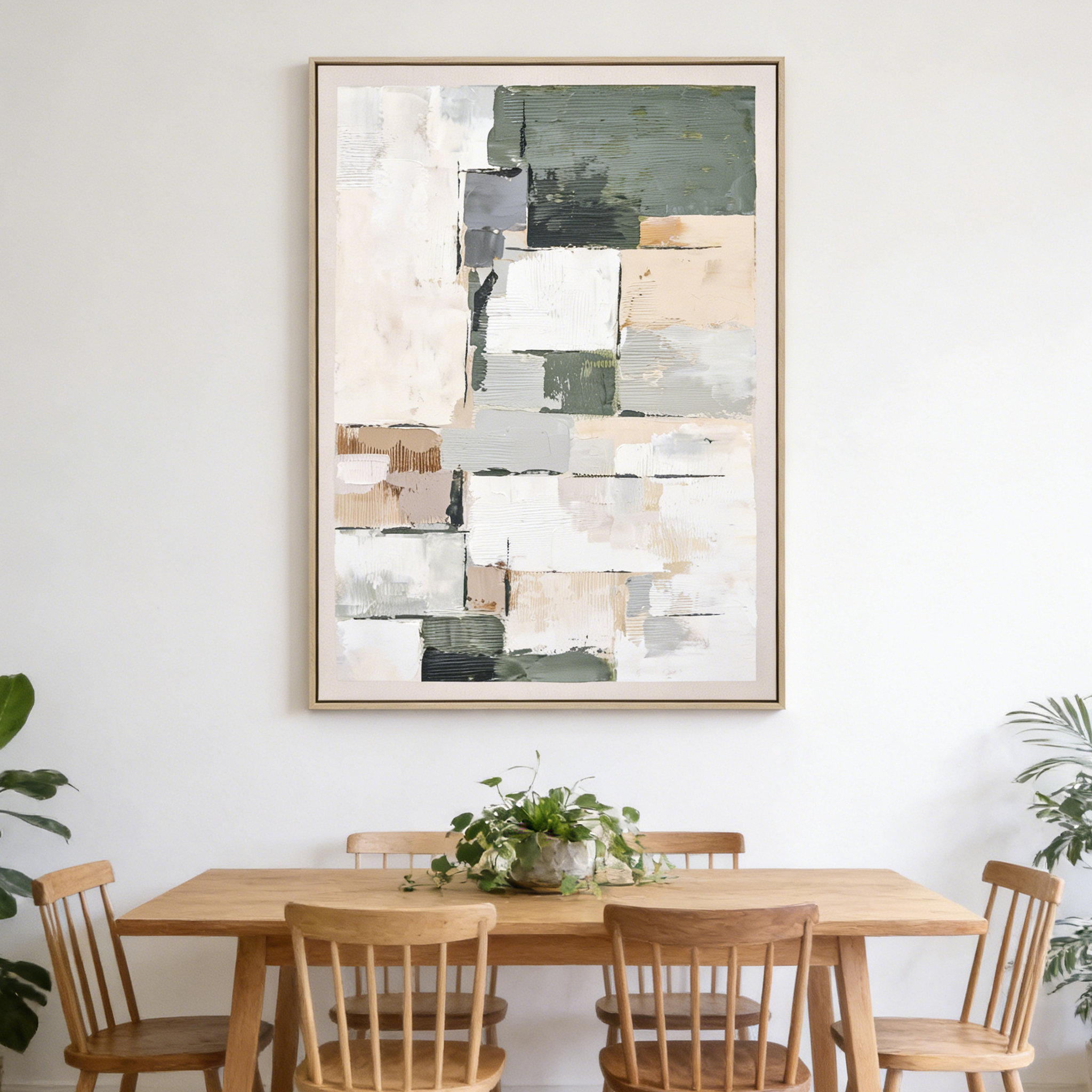 Framed Canvas 80x120cm Linen & Plaster - Earthy Abstract