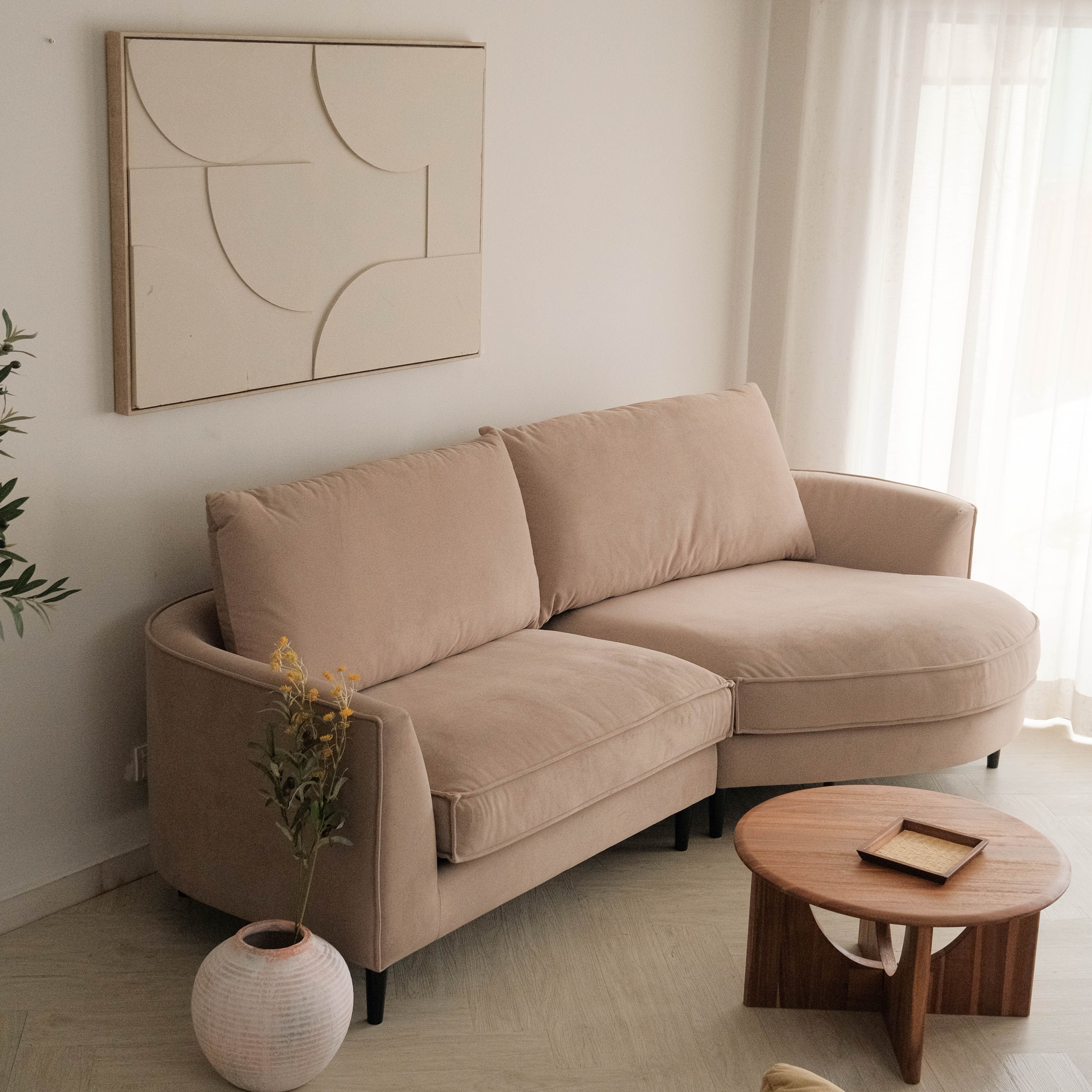 Sabrina Sand Beige Curve Chaise Left Sectional Sofa