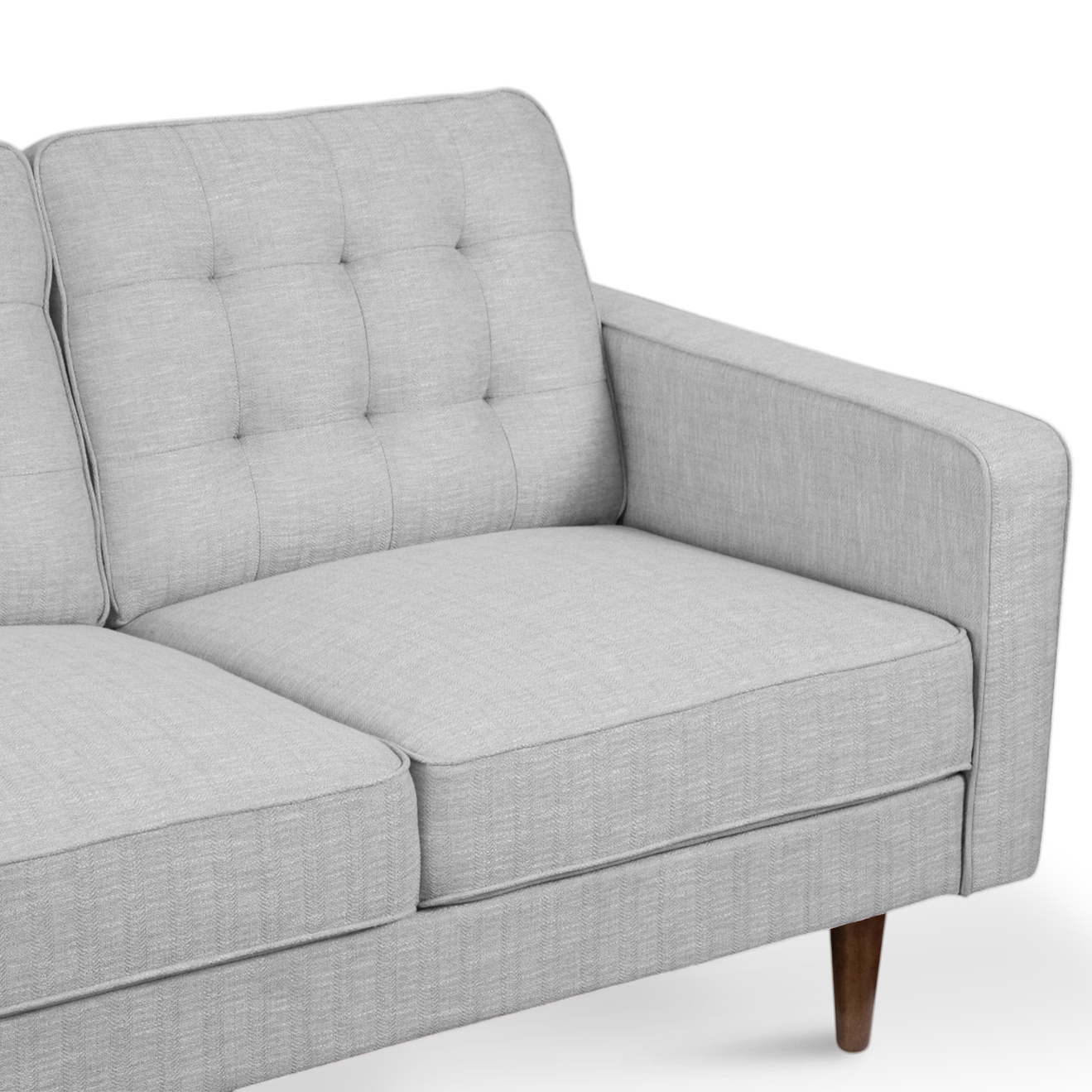 Jane Mist Grey Mid-Century 3 Seater Sofa