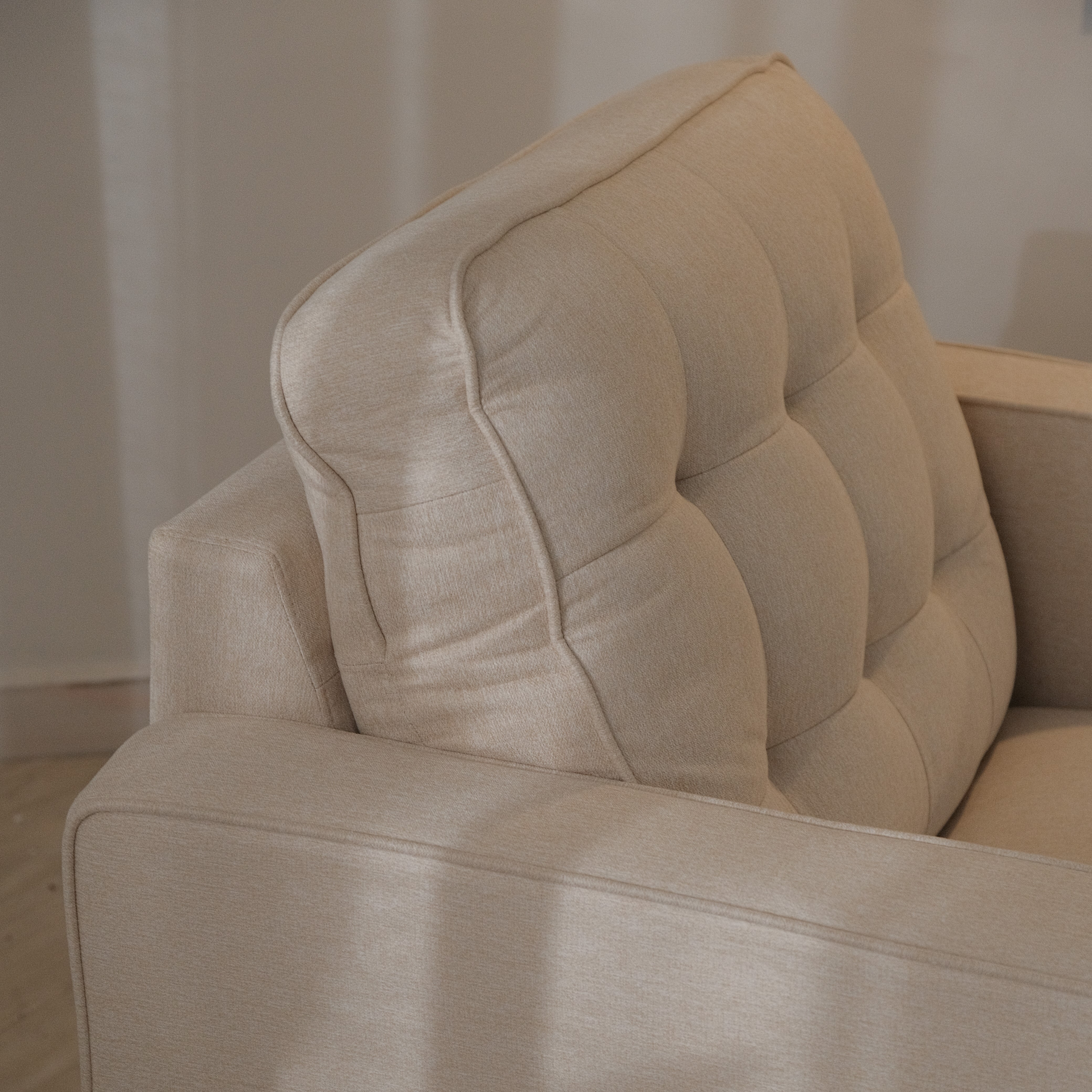 Jane Light Beige Mid-Century 1 Seater Sofa