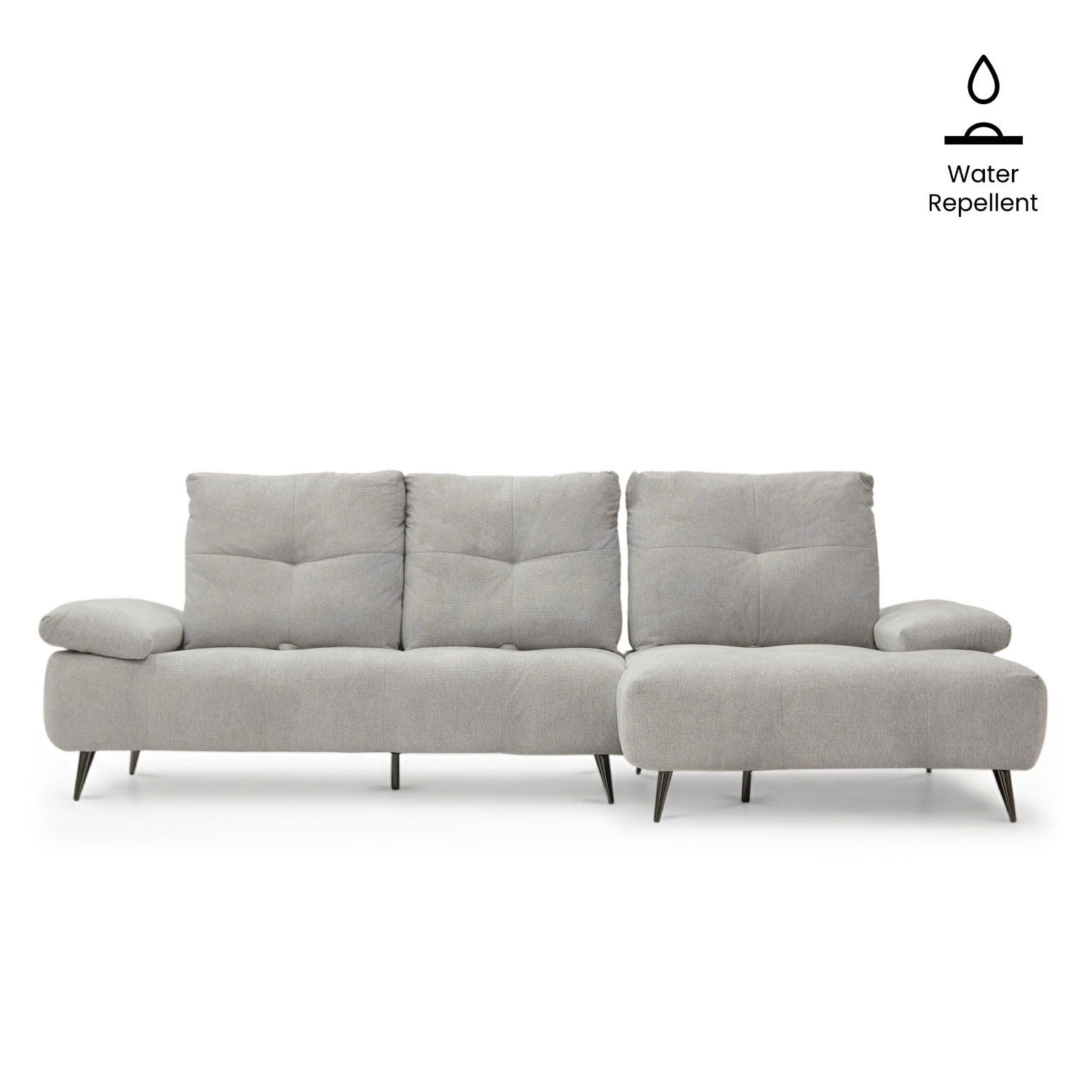 Harriet Flint Grey Left Sectional Sofa With Adjustable Back