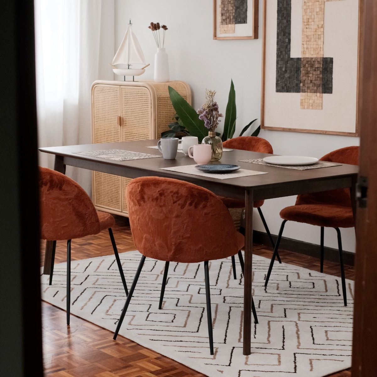 Modern dining table with chairs